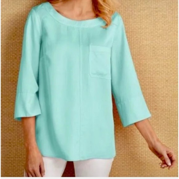 Soft Surroundings Georgica Tencel 3/4 sleeves tunic Top - Picture 1 of 10